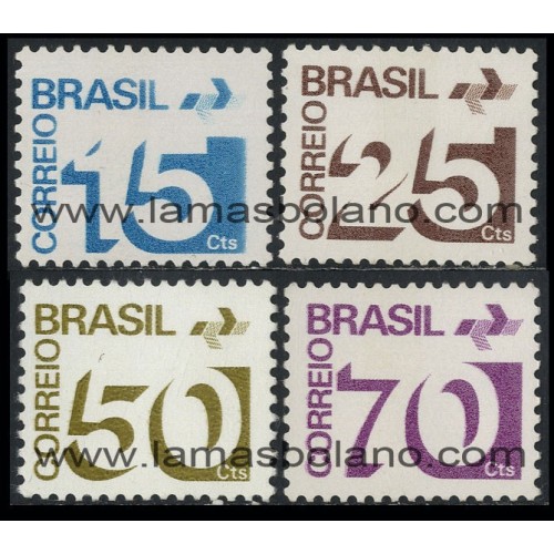 SELLOS DE BRASIL 1974 - CIFRAS - 4 VALORES - CORREO