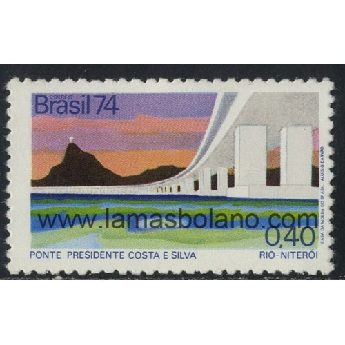 SELLOS DE BRASIL 1974 - INAUGURACION PUENTE PRESIDENTE COSTA E SILVA  EN RIO NITEROI - 1 VALOR - CORREO