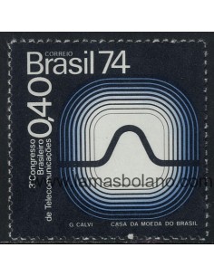 SELLOS DE BRASIL 1974 - III CONGRESO BRASILEÑO DE TELECOMUNICACIONES - 1 VALOR - CORREO