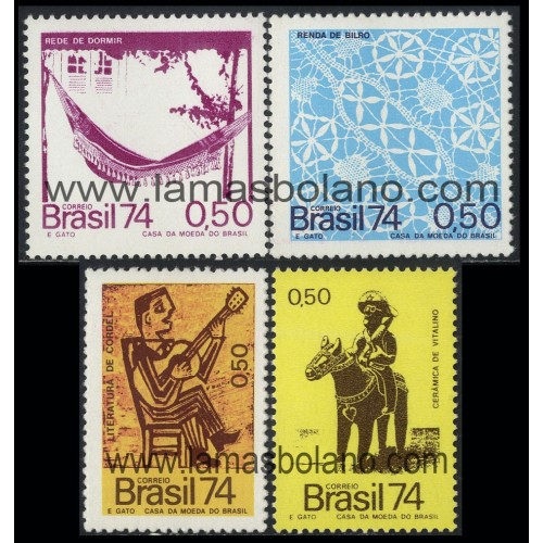 SELLOS DE BRASIL 1974 - ARTE Y CULTURA - 4 VALORES - CORREO