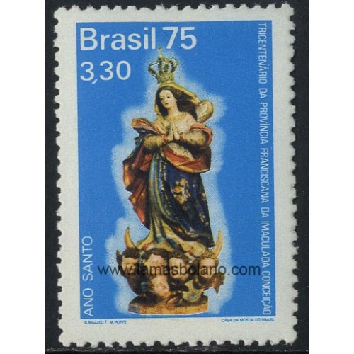 SELLOS DE BRASIL 1975 - AÑO SANTO Y TRICENTENARIO DE LA PROVINCIA FRANCISCANA NUESTRA SEÑORA CONCEPCION - 1 VALOR - CORREO