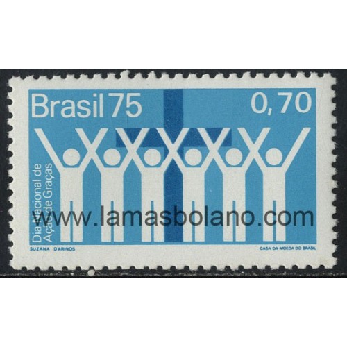 SELLOS DE BRASIL 1975 - DIA NACIONAL DE ACCION DE GRACIAS -. 1 VALOR - CORREO