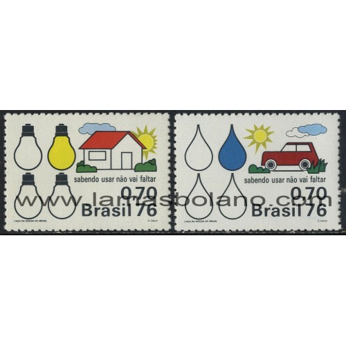 SELLOS DE BRASIL 1976 - ECONOMIZAR ENERGIA - 2 VALORES - CORREO