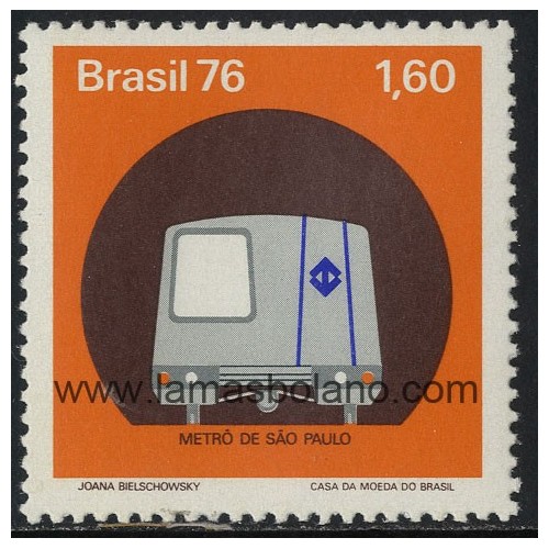 SELLOS DE BRASIL 1976 - METRO DE SAO PAULO - 1 VALOR - CORREO