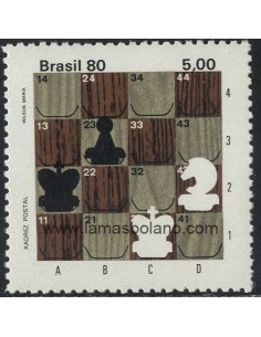 SELLOS DE BRASIL 1980 - JUEGO DE AJEDREZ POR CORRESPONDENCIA - 1 VALOR - CORREO