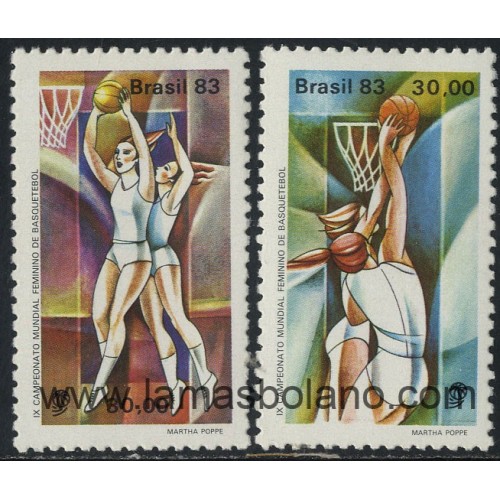 SELLOS DE BRASIL 1983 - 9º CAMPEONATO DEL MUNDO DE BALONCESTO FEMENINO EN RIO DE JANEIRO - 2 VALORES - CORREO