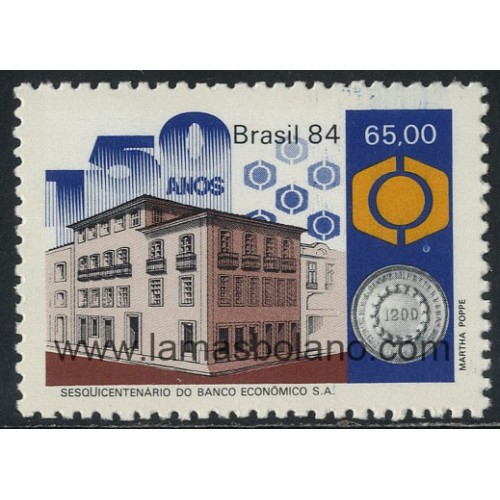 SELLOS DE BRASIL 1984 - BANCO ECONOMICO DE SALVADOR DE BAHIA 150 ANIVERSARIO - 1 VALOR - CORREO