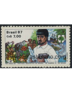 SELLOS DE BRASIL 1987 - GABRIEL S. DE SOUZA 400 ANIVERSARIO DEL TRATADO DESCRIPTIVO DE BRASIL - 1 VALOR - CORREO