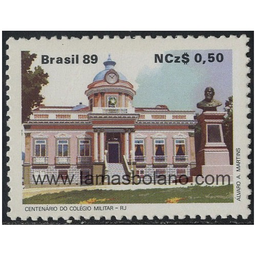 SELLOS DE BRASIL 1989 - CENTENARIO DEL COLEGIO MILITAR DE RIO DE JANEIRO - 1 VALOR - CORREO
