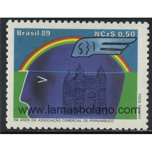 SELLOS DE BRASIL 1989 - SESQUICENTENARIO DE LA ASOCIACION COMERCIAL DE PERNAMBUCO - 1 VALOR - CORREO