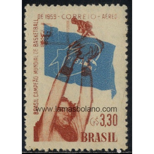SELLOS DE BRASIL 1959 - CAMPEONATOS DEL MUNDO DE BALONCESTO - 1 VALOR - AEREO