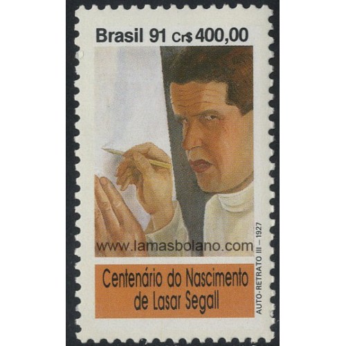 SELLOS DE BRASIL 1991 - LASAR SEGALL PINTOR CENTENARIO DEL NACIMIENTO - 1 VALOR - CORREO