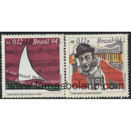 SELLOS DE BRASIL 1994 - MUSICA POPULAR BRASILEÑA - DORIVAL CAYMNI - ADONIRAN BARBOSA - 2 VALORES - CORREO