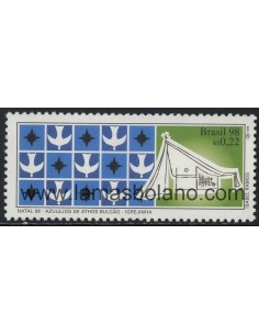 SELLOS DE BRASIL 1998 - NAVIDAD - AZULEJOS DE ATHOS BULCAO - IGREJINHA - 1 VALOR - CORREO