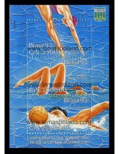 SELLOS DE BRASIL 1993 - CAMPEONATOS SUDAMERICANOS DE DEPORTES ACUATICOS - HOJITA BLOQUE