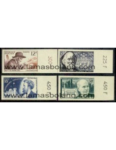 SELLOS DE FRANCIA 1956 - INVENTORES E INVESTIGADORES CÉLEBRES - 4 VALORES CORREO SIN DENTAR 