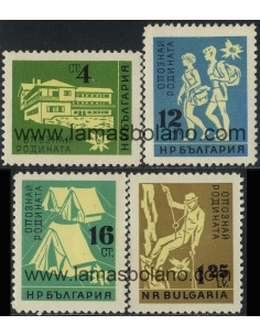 SELLOS DE BULGARIA 1961 - TURISMO - APRENDER A CONOCER SU PATRIA - 4 VALORES FIJASELLO - CORREO