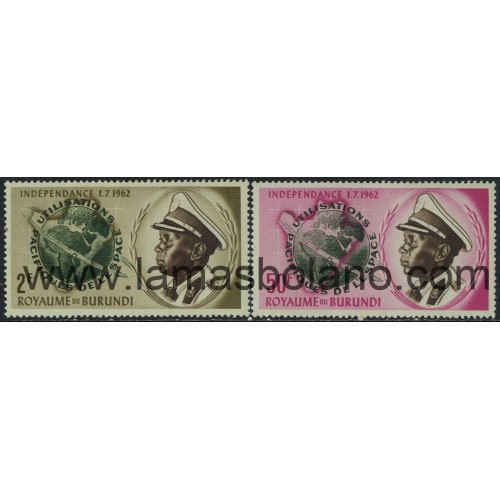 SELLOS DE BURUNDI 1963 - USO PACIFICO DEL ESPACIO - 2 VALORES - CORREO