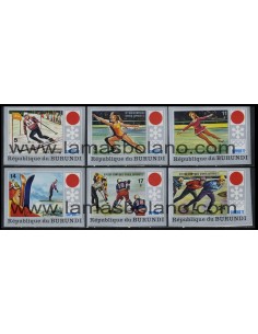 SELLOS DE BURUNDI 1972 - JUEGOS OLIMPICOS DE INVIERNO DE SAPPORO - 6 VALORES SIN DENTAR - CORREO