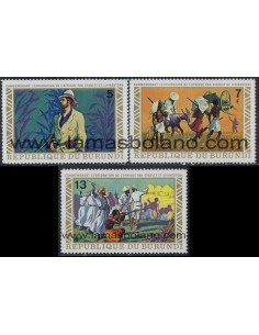 SELLOS DE BURUNDI 1973 - STANLEY Y LIVINGSTONE EXPLORACION DE AFRICA - 3 VALORES - CORREO