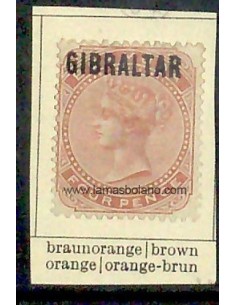SELLOS DE GIBRALTAR 1886 - SELLOS DE BERMUDAS DE 1884-1904 - 1 VALOR CORREO CON FIJASELLO 