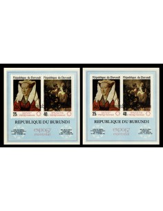 SELLOS DE BURUNDI 1967 - EXPOSICION INTERNACIONAL DE MONTREAL - PINTURA - 2 HOJITAS DENTADA Y SIN DENTAR