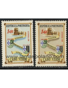 SELLOS DE CABO VERDE 1955 - VISITA DEL PRESIDENTE PORTUGUES FRANCISCO H.C. LOPES - 2 VALORES - CORREO