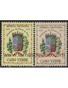 SELLOS DE CABO VERDE 1958 - CENTENARIO DE LA VILLA DE PRAIA - 2 VALORES - CORREO