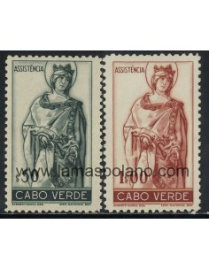 SELLOS DE CABO VERDE 1959 - REINA SANTA ISABEL - NUEVOS COLORES - 2 VALORES - CORREO