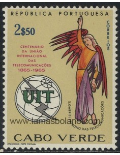SELLOS DE CABO VERDE 1965 - UIT - CENTENARIO DE LA UNION INTERNACIONAL DE TELECOMUNICACIONES - 1 VALOR - CORREO