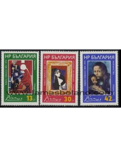 SELLOS DE BULGARIA 1982 - PABLO PICASSO PINTOR 100 ANIVERSARIO NACIMIENTO - PINTURAS - 3 VALORES - CORREO
