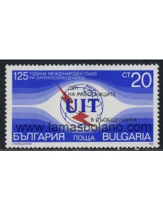 SELLOS DE BULGARIA 1990 - UIT - 125 ANIVERSARIO DE LA UNION INTERNACIONAL DE TELECOMUNICACIONES - 1 VALOR - CORREO