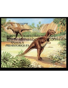 SELLOS DE CAMBOYA 1999 - ANIMALES PREHISTORICOS - DASPLETOSAURUS - HOJITA BLOQUE