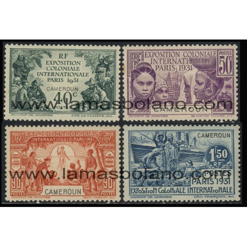 SELLOS DE CAMERUN 1931 - EXPOSICION COLONIAL DE PARIS - 4 VALORES SEÑAL FIJASELLO - CORREO