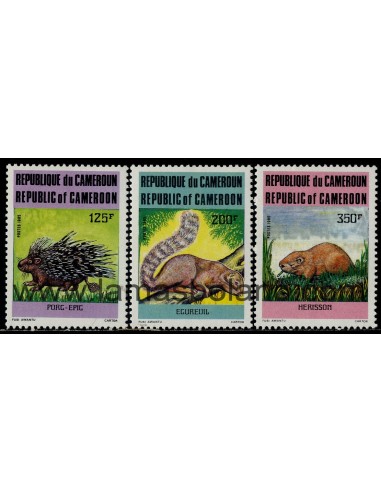 SELLOS DE CAMERUN 1985 - FAUNA - ANIMALES PROTEGIDO - PROTECCION DE LA NATURALEZA - 3 VALORES - CORREO
