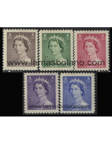 SELLOS DE CANADA 1953 - ELIZABETH II - 5 VALORES - CORREO