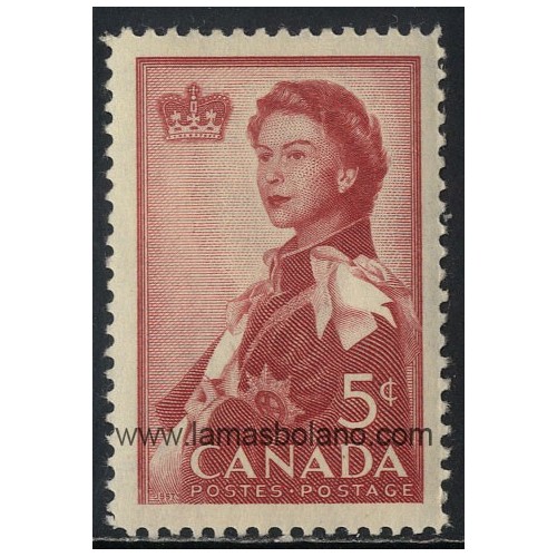 SELLOS DE CANADA 1959 - VISITA REAL DE LA REINA ELIZABETH II DE INGLATERRA - RETRATO POR ANNIGONI - 1 VALOR - CORREO