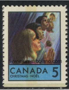 SELLOS DE CANADA 1969 - NAVIDAD - 1 VALOR 1 BANDA DE FOSFORO DENTADO 3 LADOS - CORREO