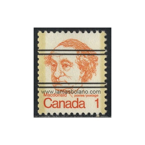 SELLOS DE CANADA 1973 - SIR JOHN  A. MACDONALD PRIMER MINISTRO  - 1 VALOR BARRADO - CORREO
