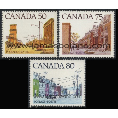SELLOS DE CANADA 1978 - CALLES REPRESENTATIVAS URBANAS CANADIENSES - 3 VALORES  - CORREO