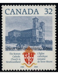 SELLOS DE CANADA 1984 - BICENTENARIO DE LA IGLESIA CATOLICA ROMANA DE TIERRA NUEVA - 1 VALOR - CORREO