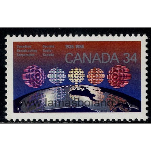 SELLOS DE CANADA 1986 - CINCUENTENARIO DE RADIO CANADA - 1 VALOR - CORREO