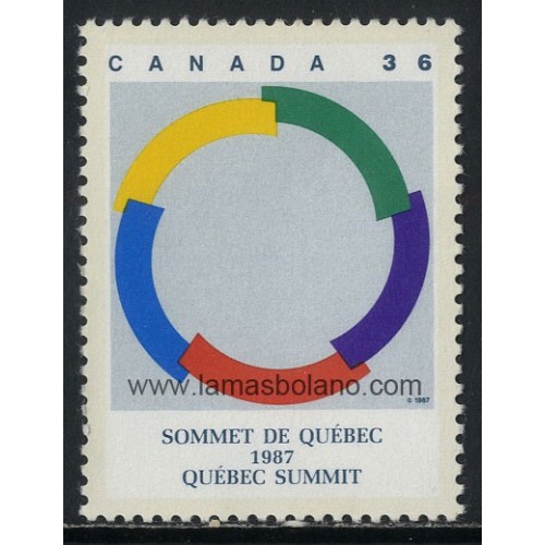 SELLOS DE CANADA 1987 - CUMBRE DE LOS PAISES FRANCOFONOS EN QUEBEC - 1 VALOR - CORREO