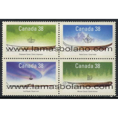 SELLOS DE CANADA 1989 - PEQUEÑAS EMBARCACIONES DE CANADA - 4 VALORES - CORREO