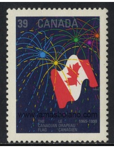 SELLOS DE CANADA 1990 - FIESTA DEL CANADA - 25 ANIVERSARIO DE LA BANDERA CANADIENSE - 1 VALOR - CORREO