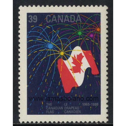 SELLOS DE CANADA 1990 - FIESTA DEL CANADA - 25 ANIVERSARIO DE LA BANDERA CANADIENSE - 1 VALOR - CORREO