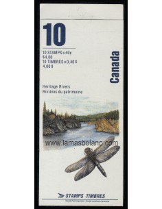 SELLOS DE CANADA 1991 - ARROYOS Y RIOS DEL PATRIMONIO CANDIENSE - CARNET 5 VALORES - CORREO 2