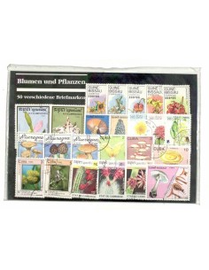 SETAS Y FLORES 50 SELLOS DIFERENTES ANTERIORES A 1980 - MADE IN GERMANY - GRAN CALIDAD Y MAGNIFICA PRESENTACION - PAQUETE SELLOS
