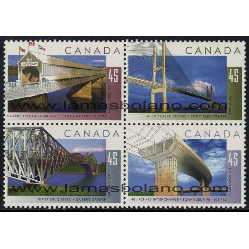 SELLOS DE CANADA 1995 - PUENTES CANADIENSES - 4 VALORES - CORREO