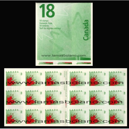 SELLOS DE CANADA 1998 - HOJA DE ARCE - CARNET 18 VALORES SIN DENTAR AUTOADHESIVO - CORREO